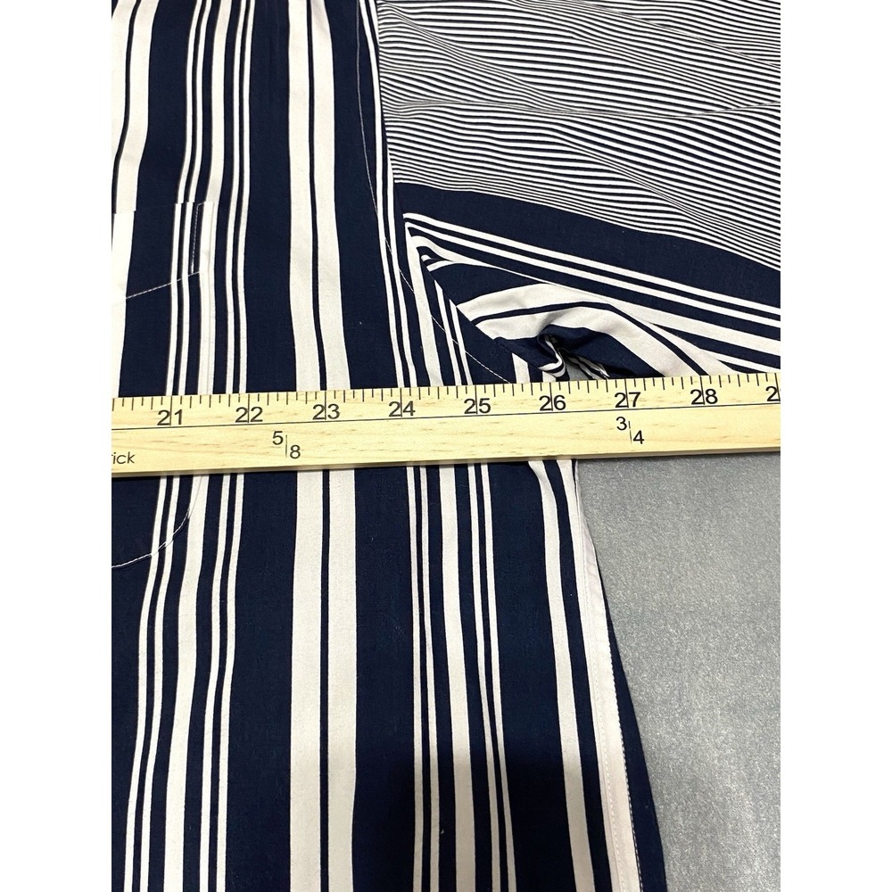 Tommy Hilfiger Mens Large Navy White Mixed Stripe Button Down Cotton Shirt - Picture 4 of 9